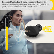 Auriculares inalámbricos Bluetooth intraurales Jabra Elite 8 Active con cancelación activa de ruido (ANC) híbrida y adaptativa y 6 micrófonos integrados, resistentes al agua y al sudor - Negro