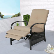Sillón reclinable ajustable para patio con cojín - 38 (profundidad) x 26.5 (ancho) x 38.5 (alto) PULGADAS