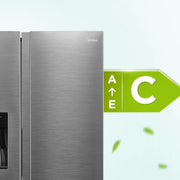 Midea KS-DDX 6.32 WT Frigorífico americano / 178,8 cm de altura / 254 kWh/año / No Frost / Compresor Dual Inverter / con dispensador de agua/hielo 3 en 1 y depósito de agua, Dark Inox