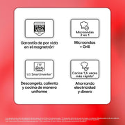LG MH6535GIB - Microondas con grill, 1000 W, Smart Inverter, pantalla digital, color negro transparente, 1000 W, 25 l