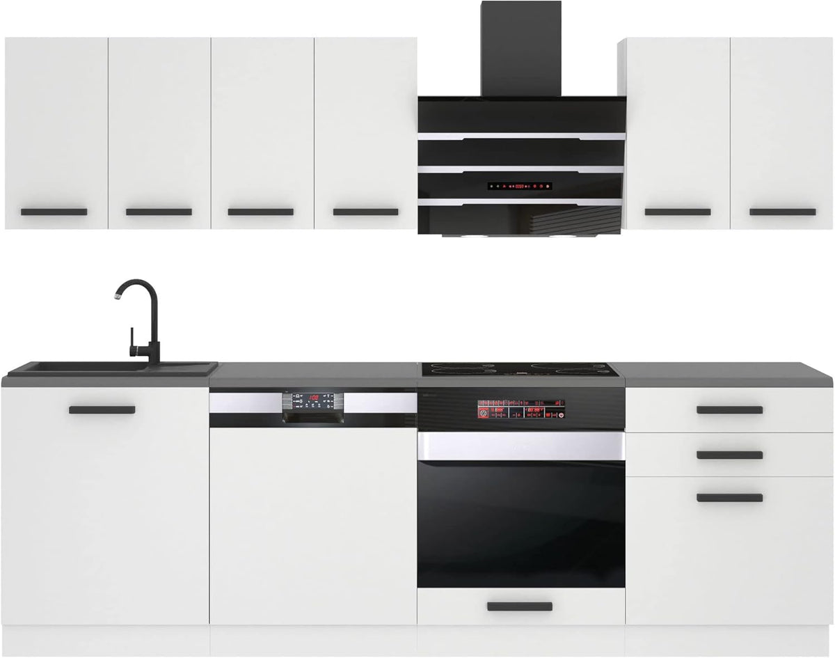 Cocina completa Belini Susan - Muebles de cocina blanco mate, 240 cm