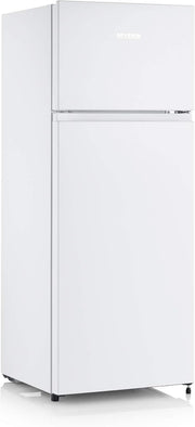 SEVERIN Refrigerador Congelador de 2 puertas, Independiente, Longitud 55 cm, 206 litros, Clase E, Veggibox incluida, Blanco, DT 8760