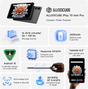 ALLDOCUBE iPlay 70 Mini Pro - Tablette Android 15 | Pantalla de 8,4" 90Hz | MT8791 | 16GB+128GB | 6050mAh | WiFi 6/4G LTE | GPS/Desbloqueo Facial