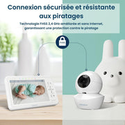 Babysense HDS2 Monitor de video para bebés con cámara y audio, vigilabebés HD 720p de 5", sin WiFi, luz nocturna ajustable, alcance extendido, audio bidireccional, zoom 4X, visión nocturna, batería de 4000 mAh