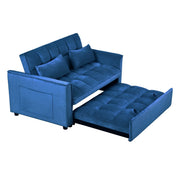 Sofá cama extraíble moderno, sofá cama 3 en 1 con respaldo ajustable, sofá biplaza de terciopelo, almohadas y bolsillos laterales