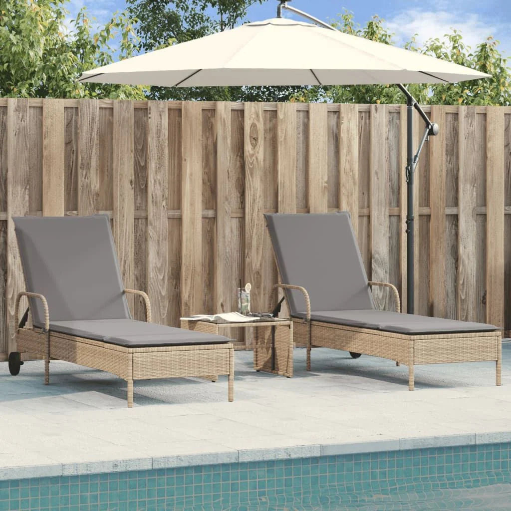 2 uds. Tumbona | Sillas con cojines de ratán sintético beige Cfw512621