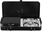 CADAC - 2 Cook 3 Turbo Deluxe y cúpula de parrilla universal - Barbacoa de gas de sobremesa con 2 quemadores y tapa de aluminio - Set de barbacoa para camping al aire libre con encendido piezoeléctrico y dispositivo de fallo de llama - 50mBar