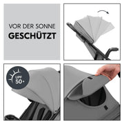 Silla de paseo hauck con bandeja para aperitivos y portavasos, Shop N Care Grey