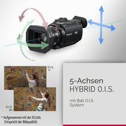 Videocámara profesional Panasonic HC-X1600E 4K 60p con objetivo gran angular de 25 mm, zoom óptico de 24x, estabilizador óptico de imagen híbrido de 5 ejes, Wi-Fi, USB PD, negro