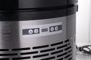 Vitrina refrigerada METRO Professional GRV1100, para hostelería, acero inoxidable/vidrio, 100 L, refrigeración por aire forzado, 490 W, indicador de temperatura,  descongelación automática, redonda, plateada, clase climática 6