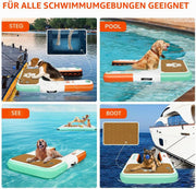 FBSPORT Rampa inflable para perros para barcos, plataforma flotante, rampa de agua y escalera para piscina y embarcaciones, escalera de natación de EVA antideslizante para perros de hasta 100 kg, acceso seguro y fácil