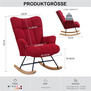 Mecedora sillón de lactancia con reposabrazos, sillón acolchado para lactancia, sillón relax para salón y habitación de bebé, capacidad de carga hasta 136 kg, burdeos