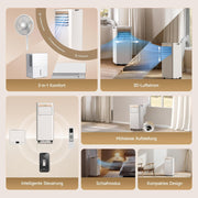 DREAME P-Wind10 7000 BTU Aire acondicionado portátil, 3 en 1: Enfriador, deshumidificador y ventilador. Flujo de aire 3D, control por aplicación y mando a distancia, modo de suspensión, autoevaporación, instalación sencilla
