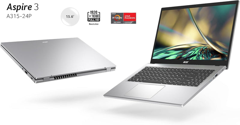 Acer Aspire 3 A315-24P-R6TR, Ordenador portátil 15,6'' Full HD (AMD Ryzen 5 7520U, 16 GB RAM, 512 GB SSD, AMD Radeon Graphics, Windows 11), portátil gris, teclado AZERTY (francés)