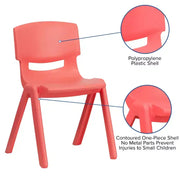 Paquete de 10 sillas escolares apilables de plástico de Flash Furniture con altura de asiento de 13.25 pulgadas