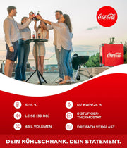 Mininevera Original Coca-Cola °CUBES roja 48L - Mininevera para bebidas con puerta de cristal, silenciosa y eficiente energéticamente - Para oficina, fiestas y gaming - Nevera para botellas - Mininevera para bebidas