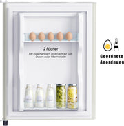 Refrigerador con congelador Merax, combinación frigorífico-congelador, frigorífico pequeño con 51L y congelador de 21L, silencioso, LED, estantes de vidrio, cajón para verduras, estantes en la puerta, para cocina, sala de estar, oficina, negro