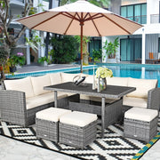 Conjunto de comedor de ratán para patio de 7 piezas Costway, sofá seccional y otomana - Ver detalles