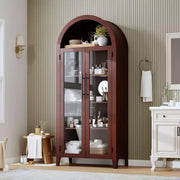 Armario alto con arcos y puertas de cristal, estantería expositora de 5 niveles con estantes ajustables para cocina o sala de estar