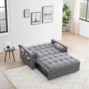Sofá cama de 2 plazas de terciopelo de 55" con cama extraíble, respaldo ajustable, bolsillos laterales y soporte para teléfono