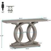 Mesa Consola Vintage con Base Geométrica Mesa de Pasillo de Madera