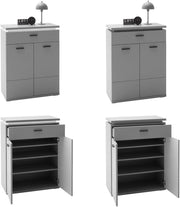 Set de guardarropa Lomadox de 6 piezas con iluminación LED en gris | Guardarropa de pasillo en gris ártico, moderno