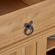 IDIMEX Aparador buffet cómoda mueble vajillero estilo mexicano de madera con 2 puertas batientes y 2 cajones, en pino macizo acabado teñido/encerado