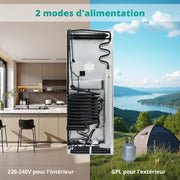 Refrigerador a gas SMETA con congelador, 265L, refrigerador y congelador combinado a gas/220V, nevera a gas para camping, autocaravana, garaje, caravana, casa móvil, blanco