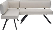 Banco esquinero byLIVING Toronto, tapizado en color topo, estructura en negro, forma en L con lado largo a la derecha, muelles ensacados, banco de cocina, banco de comedor, medidas: An 182, Al 85, Pr 128 cm