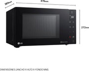 LG MH6535GIB - Microondas con grill, 1000 W, Smart Inverter, pantalla digital, color negro transparente, 1000 W, 25 l