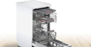 Lavavajillas inteligente Bosch Serie 2 SPV2IKX10E, totalmente integrable, 45 cm de ancho, cesta para cubiertos, secado extra con solo pulsar un botón, InfoLight punto de luz rojo en el suelo, protección AquaStop contra daños por agua, blanco