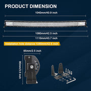 Barra LED PICAA, triple fila curva 7D de 42 pulgadas (104 cm) y 540 W, barra de luces LED con soporte de instalación magnético, para vehículos todoterreno 4x4, SUV, ATV y camiones de 12 V