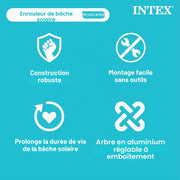 Enrollador de cubierta de burbujas Intex para piscina rectangular de 2,74 m a 4,88 m