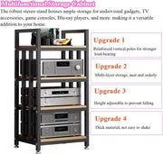Mueble para equipo de sonido, soporte de 4 niveles para componentes estéreo, torre de audio y video, mueble multimedia, estante de madera moderno, para reproductor de CD/DVD, altavoces, amplificador, unidad de almacenamiento de entretenimiento