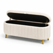 Banco de terciopelo con patas de metal de 120 cm beige