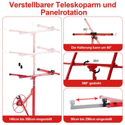 Elevador de paneles Sonnewelt, capacidad de carga de 68 kg, plegable, altura ajustable de 140 cm a 350 cm