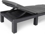 Tumbona Daytona Deluxe de Allibert by Keter para jardín, terraza y balcón con respaldo ajustable, gris, incluye cojín, tumbona de jardín de plástico, aspecto de ratán plano, 195x65x25,5 cm