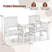 GIANTEX Gartenbank Holz mit Tisch, Holzbank Outdoor 2 Sitzer, Sitzbank Garten mit Schirmloch, Terrassenbank aus Tannenholz bis 330 kg belastbar, Friesenbank Kinobank für Balkon Terrasse 165x60x88 cm