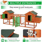 AECOJOY Gallinero grande de 144'' con corral, caseta de madera para aves y jaula para aves de corral