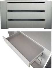 Armario de puertas correderas de 3 puertas A300/A216/P65 cm blanco con frente de cristal, espejo, tiradores negros, incl. cierre suave, armario con estantes, barras para ropa, cajones, organizador de ropa / 22039