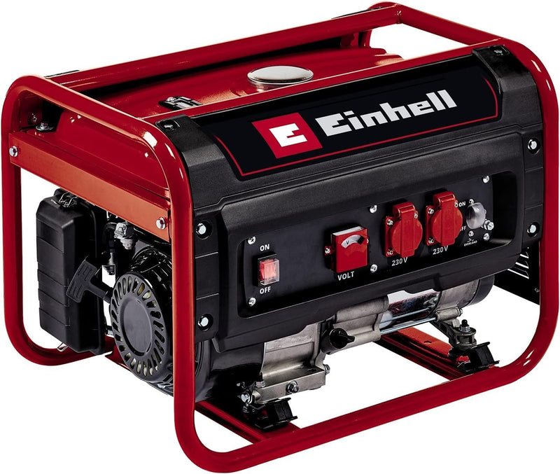 Generador eléctrico (gasolina) Einhell TC-PG 25/1/E5 (máx. 2400 W, depósito de 15 l, potencia continua de 2100 W, motor de 4 tiempos, 2x 230 V, protección contra sobrecarga, voltímetro, función AVR)