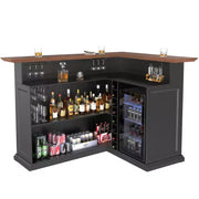 Gabinete de bar en casa en forma de L de GDLF con espacio para refrigerador, mesa de bar moderna de gran tamaño para sótano