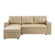 Sofá seccional reversible convertible con cama extraíble, chaise longue con almacenamiento oculto y patas duraderas