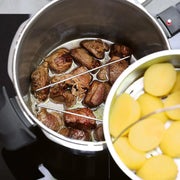 Olla a presión Fissler Vitavit Premium 6L 22cm de acero inoxidable, 4 niveles de cocción, incluye cestillo, fabricada en Alemania, apta para inducción