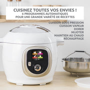 Moulinex, Cookeo Multicocina inteligente 6L, 150 recetas integradas, Cocción sin supervisión, Pantalla intuitiva, Guía de cocción, Aplicación MyMoulinex, 1600W, Blanco, 15 años de reparabilidad, CE85CA10