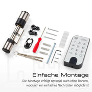 BURG-WÄCHTER Cerradura electrónica para puerta ENTRYeasy 7602 FP Cilindro Teclado App Huella dactilar Código PIN Llave inalámbrica Acero inoxidable
