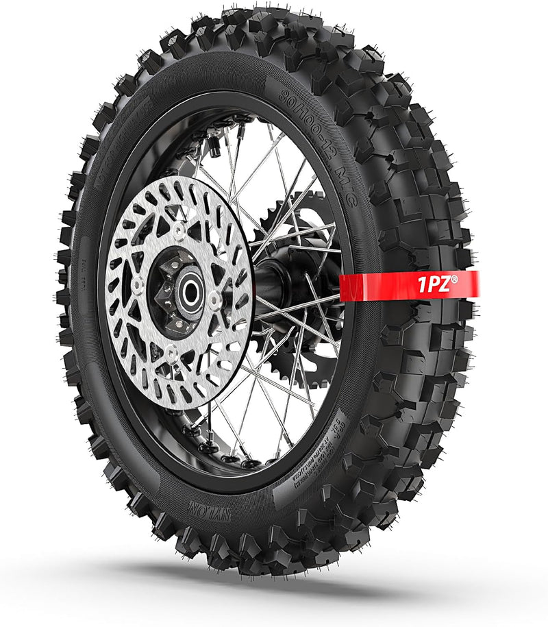 1PZ FR8-LD0 Rueda trasera completa 3.00-12 80/100-12 Neumático + Llanta premontada para scooter de 50-160cc (compatible con Honda Zoomer/Yamaha BW's) y Dirt Bike/Pit Bike - Reemplazo directo (tipo 12 pulgadas)