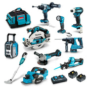 KIT COMBO DE 10 PIEZAS MAKITA 18V BRUSHLESS CON 2 BATERÍAS DE 6.0AH DLX1054GX1