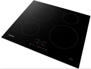 Placa de inducción por zonas, vidrio templado, negro, 52 centímetros
