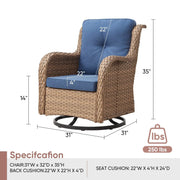 Sillones mecedoras de mimbre para exteriores Gymojoy con base giratoria (juego de 2)
